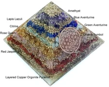 Big 9 cm Chakra Layered Healing Orgone Pyramid Reiki  7 chakra symbol