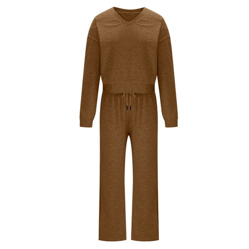 Women's Two Piece Outfits Crewneck Long Sleeve Sweatsuit with Jogger Pants Sets - Picture 23 of 42