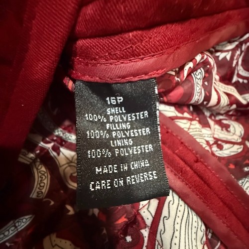 Briggs New York Women's Quilted Jacket 16P Red Paisley Lined Snap Front - Picture 5 of 5