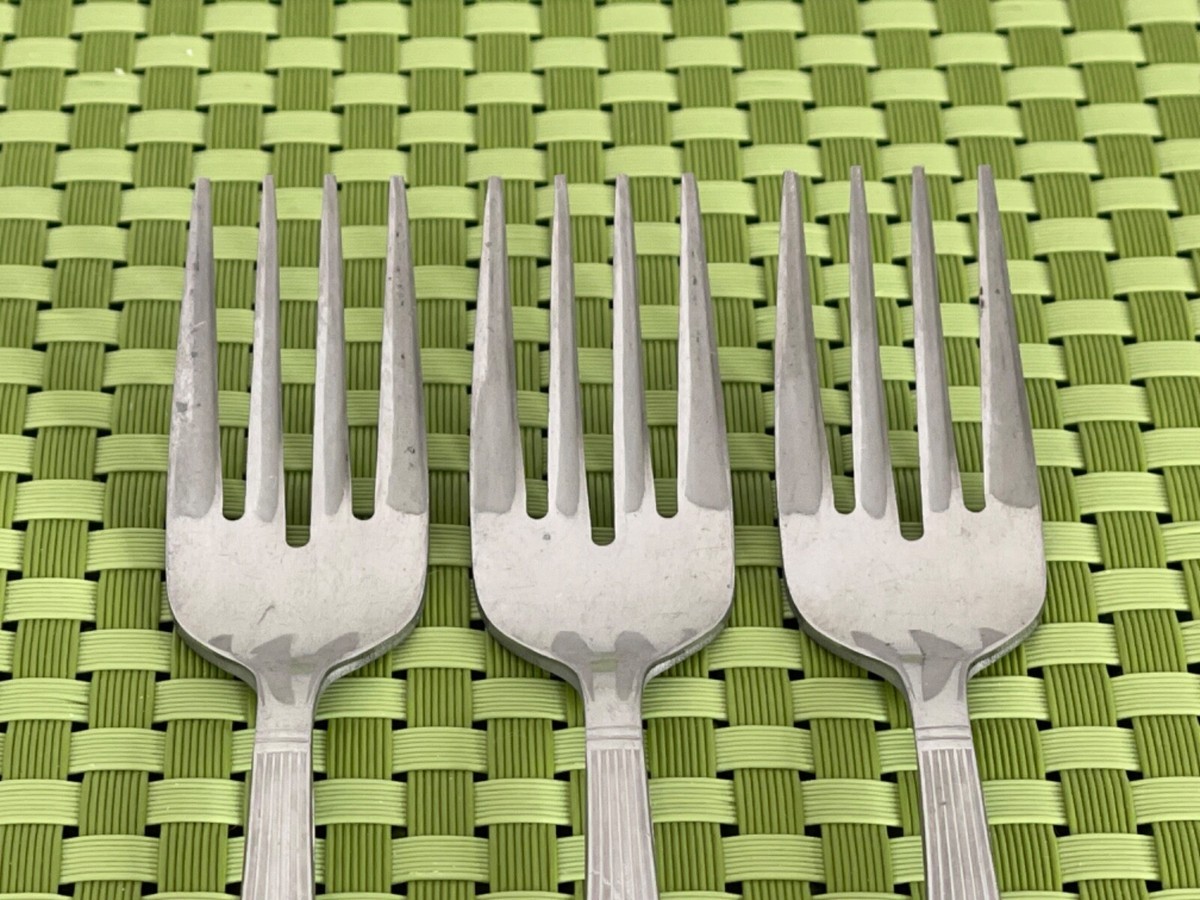 Washington Forge WAF9 Stainless 3 Salad Forks Ridges Glossy