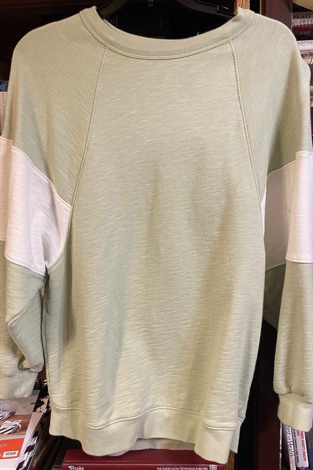 MWL Madewell Green White Colorblock Oversized Raglan Sweatshirt Size XS