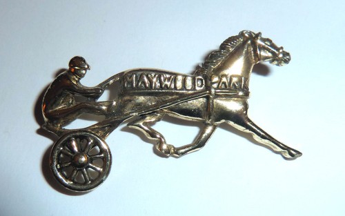 Pferderennen PARK PIN Maywood Park Chicago Illinois Sulkey Pacer & Rider 1950er