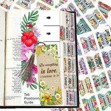 Bible Index Tabs New & Old Testament Tabs Matte Laminated Floral Design -122 Pcs