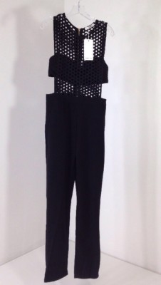CHERRY KOKO WOMEN'S BOUTIQUE BRYONY CROCHET JUMPSUIT BLACK SMALL NWT $59