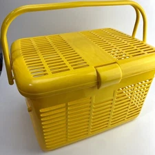 Vintage Mid Century Yellow Plastic Picnic Basket, Pioneer 808 - Rare! MCM  Nice!