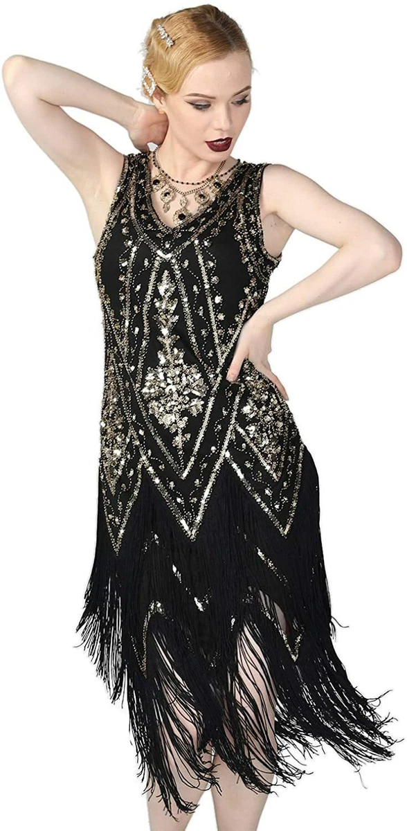 PrettyGuide Women's 1920s Flapper Dress Vintage Swing Fringed Gatsby  Roaring 20s