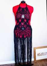 Abito Nero Donna In Macramè, F…