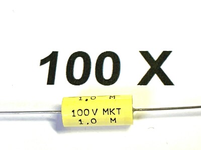 1uF, 100V-, 20%,1,0µF, axial, MKT, RFT, TGL43199, D=9mm, L=20mm, 100 Stück