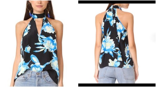 Yumi Kim Women's Hollywood Floral Key Hole Neck Sleeveless Top S NWOT 198 IRRG - Picture 1 of 7