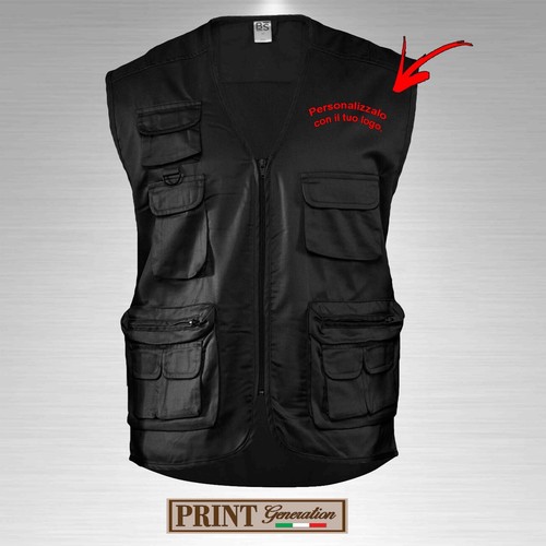 Gilet multi tasche Smanicato ABITI LAVORO stampa colori RICAMATO PERSONALIZZATO - Foto 14 di 22