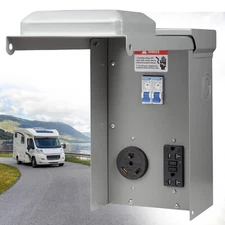 30 Amp RV Outlet Box with GFCI Weatherproof Power Panel Prewired