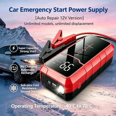 High Capacity 12V Car Jump Starter Portable Emergency Battery Booster Auto Start