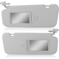Pair Driver Passenger Gray Sun Visor With Mirror For 2017-2019 Hyundai Elantra