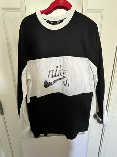 Nike Sb Langarmshirt schwarz-weiß Mesh Größe L