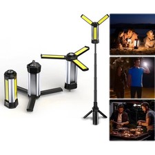Rechargeable LED Work Light Tripod Stand Camp Work Site Cordless Emergency Light