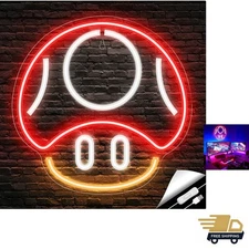 Gaming Neon Sign, Mushroom Neon Sign for Game Room Decor, Man Cave, Kids Room...