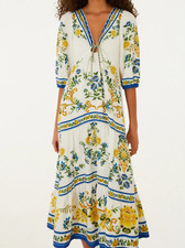 🌺$298 FARM Rio Emily Floral Tapestry Drawstring Midi Dress Sz Medium LAST ONE!
