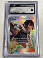CGC GEM MINT 10 Pokemon TCG Trainer Zinnia (Full Art) 70/70 Dragon Majesty Holo