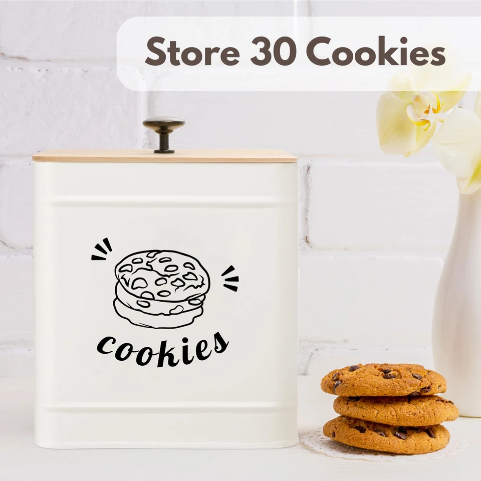 Cookie Jar with Lid Airtight, Cookie Tin with Bamboo Lid, Cute Cookie Jars fo... - Image 3 of 4
