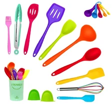 18 pcs Silicone Kitchen Cooking Utensil Set, Non-stick Heat Resistant Cookwar...