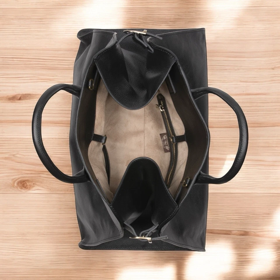 Nuevo Cartera Grande Con Etiqueta PRATESI Firenze Cuero Hebilla Lateral Hecho en Italia Foto 3 de 4