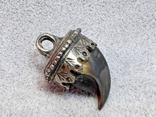 Antique Silverplate Bird of Prey Beak Pocket Watch Chain Fob Hunting Charivari