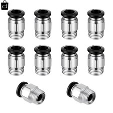10 Pcs Male Straight Push to Connect Fittings, 8mm Tube OD x 1/4 Inch NPT Thread
