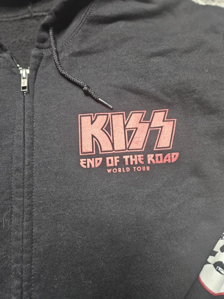 KISS End Of The Road 世界巡回赛连帽衫全拉链黑色运动衫,尺寸 M  — 第 2/4 张图片