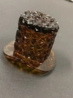 Vintage Fenton Glass Amber- Daisy & Buttons Top Hat  Toothpick/Trinket Holder