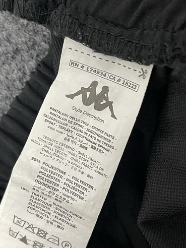 Pantaloni sportivi Kappa neri joggers felpa pista uomo taglia media calcio bianco logo - Foto 7 di 11
