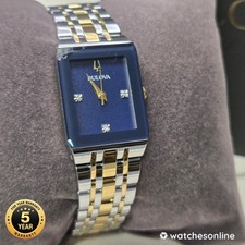 Bulova 98P177 Quadra Store Display Blue Dial Diamond Women's Watch