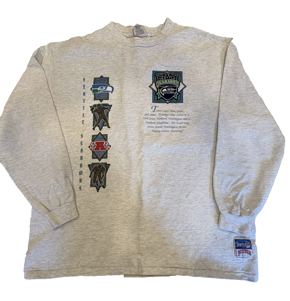  ジャケット　Sサイズ　ネイビー VTG '90s Nutmeg Mills Seattle Seahawks Long Sleeve Graphic T-Shirt