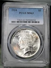 1924 Peace Dollar - PCGS Graded MS63 White !!