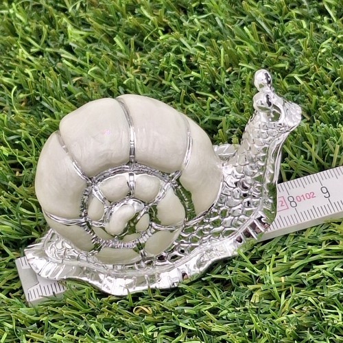 Schnecke groß weiß silber Perlmutt Optik - Dekofigur Schnecke 9 cm 🐌 - Bild 2 von 4