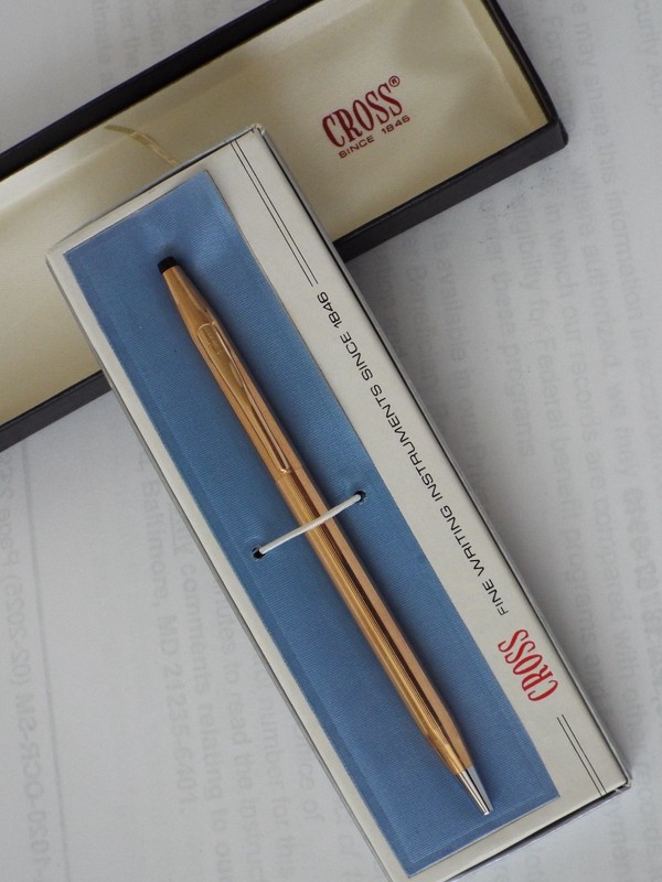 Vintage Cross gold filled ballpoint pen pencil set box / case 1970s USA