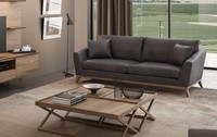 Grauer Kunstleder Dreisitzer Wohnzimmersofa Moderne Couch Stil MöBel