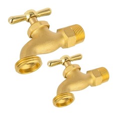2 Pcs Hose Bibb Valve, 1/2" MIP x 3/4" Male GHT Brass Plumbing Fitting, for G...