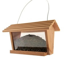 Wooden Hopper Bird Feeder 3lb Capacity for Outdoor Garden Wild Birds