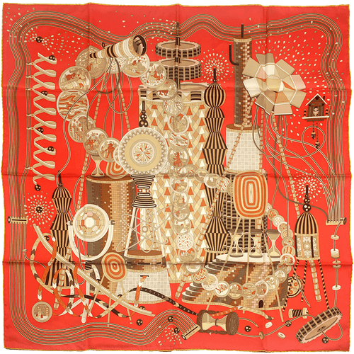 Hermes Scarf LE LABORATOIRE DU TEMPS 90cm Silk Foulard Carre PIERRE MARIE - Picture 2 of 7