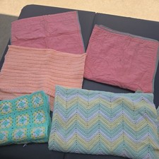 Vintage Hand Crochet Baby Afghans Lot Of 5 Multicolor Girls Blankets Variety
