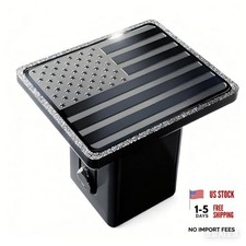 2 Inch American Flag Trailer Hitch Cover Tube Plug Insert 2 Inch Black Plastic