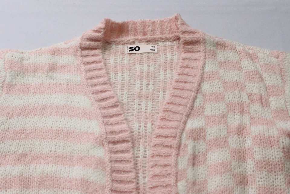 Cardigã aconchegante Sonoma feminino ajuste regular gola V AC2 rosa xadrez médio (8) novo com etiquetas  - Imagem 2 de 4