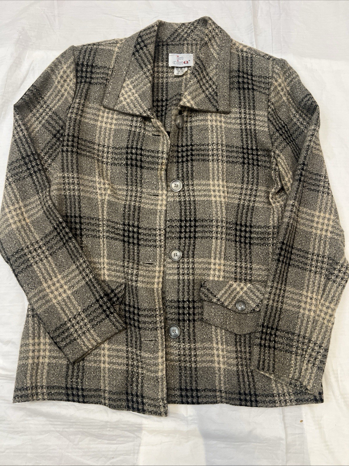 Vintage In Cinq Women’s Skirt Suit Size 8  Plaid Tweed Jacket Pencil Skirt Set