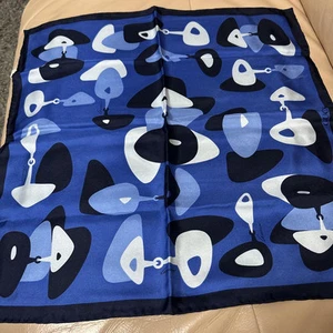 GUCCI Silk Scarf Abstract Design Blue Used
