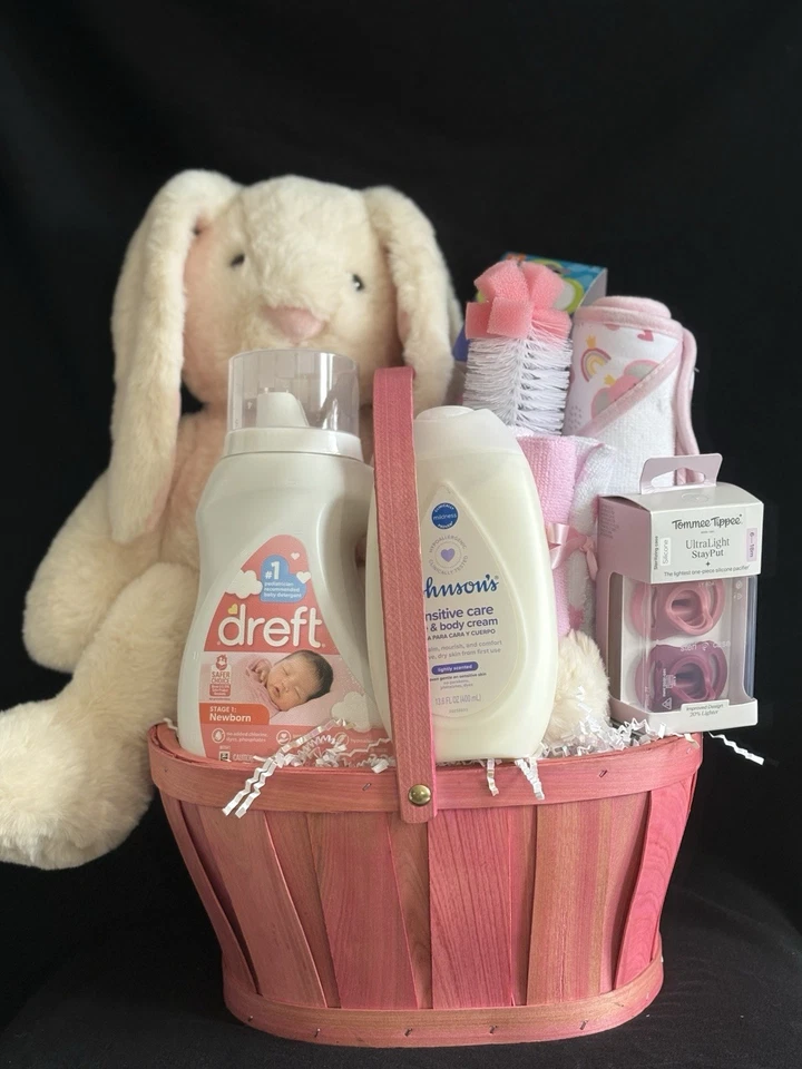 Baby Shower Gift Basket Welcoming Baby Girl-Hand Curated-Perfect For New Parents - Image 3 of 4
