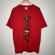 Vintage Majestic Red Sox 1 Dad Tie Shirt Size Large Baseball MLB Fathers Day