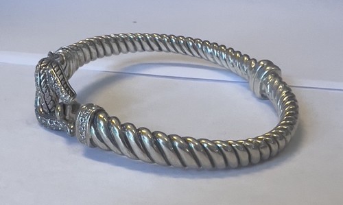 Scott Kay Sterlingsilber 925 Reiter CZ Scharnier Armreif Armband Größe 6 3/4" - Bild 5 von 16
