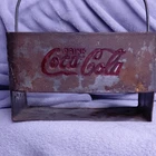 Coca-Cola Vintage Metal Bottle Carrier Caddy Red Silver Soda Logo Collectible