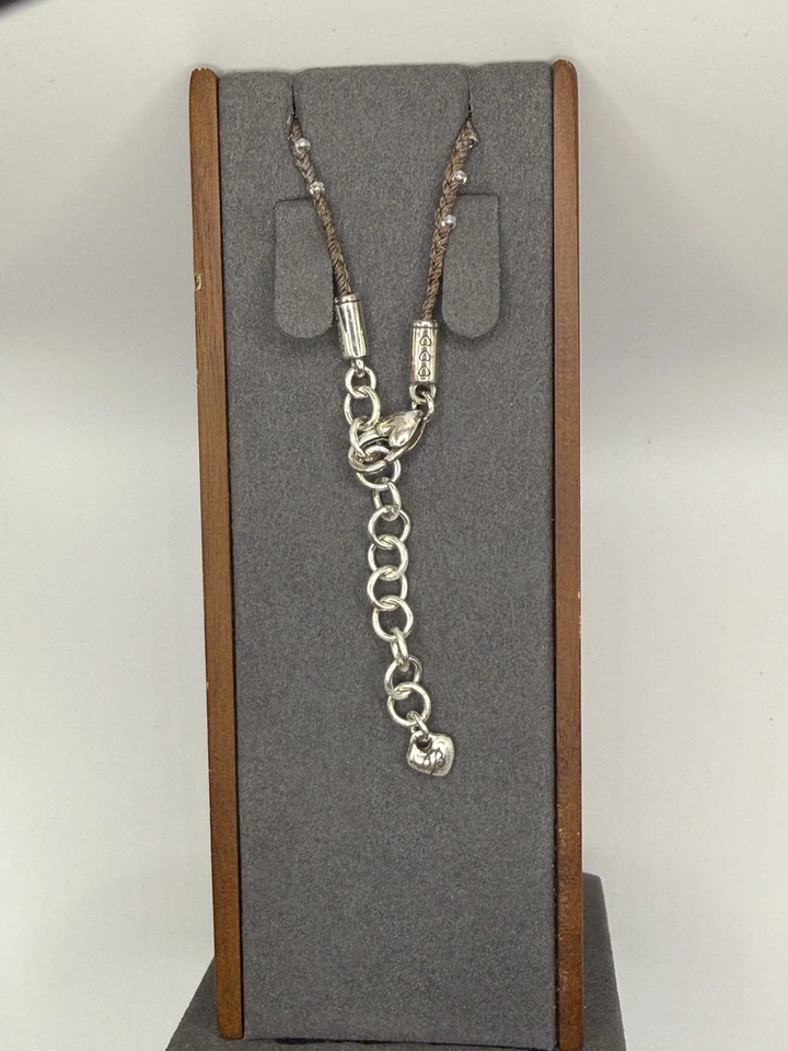 ❤️✌️Colar de cordão trançado Brighton/charme martelado coração e paz BOHO Luxe - Imagem 3 de 4