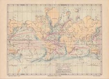 Ocean currents Oceanography Gulf Stream MAP from 1889 Deep soundings